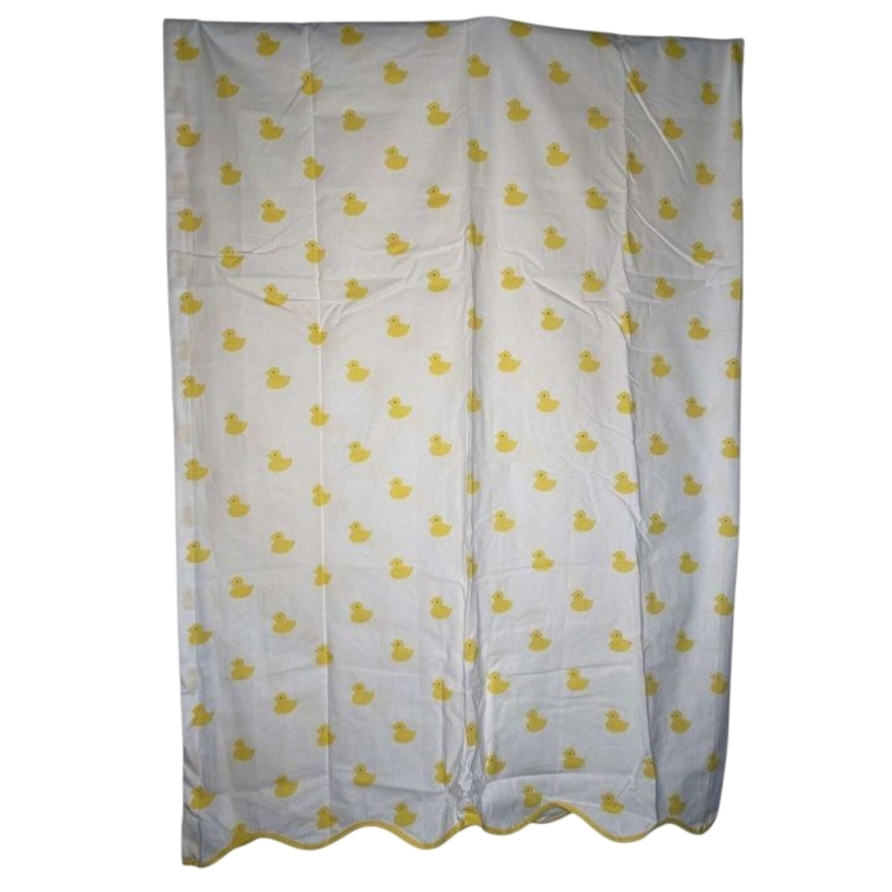 WORLD MARKET WHITE & YELLOW RUBBER DUCKS FABRIC SHOWER CURTAIN 🦆💛 72"